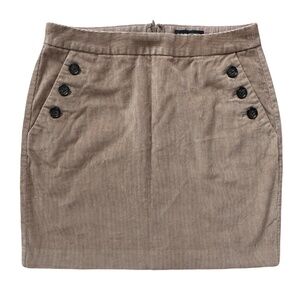 BANANA REPUBLIC Women’s Tan Corduroy Cotton Skirt Size 8 Button Accent